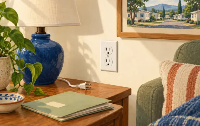 Illustration of an intact wall receptacle and a disconnected lamp